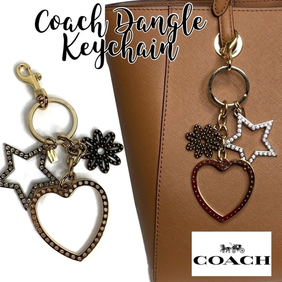 Coach Rare HTF Dangle Heart Swivel Keychain Fob - Picture 1 of 3